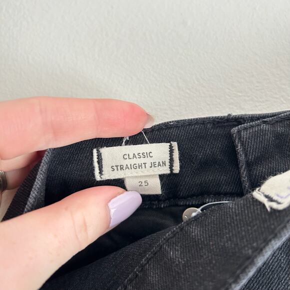 Madewell Classic Straight Denim High Rise Dark Wash Jeans Black 25 - Picture 8 of 8